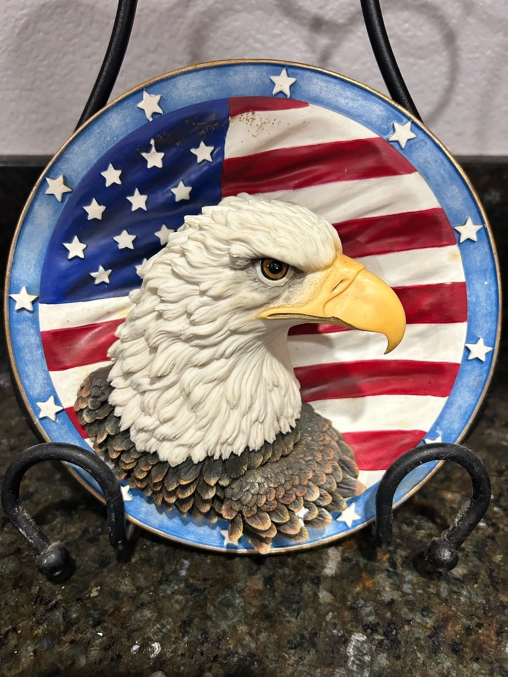 Patriotic Bald Eagle Decorative Plate - American Flag